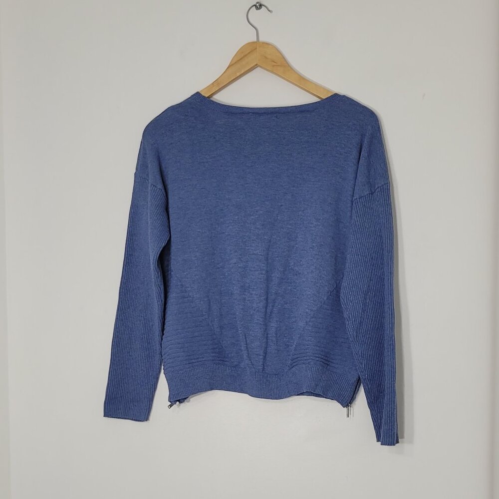 Peyta Primase Womens Blue Side Zip Long-Sleeve Crew Neck Pullover Sweater Large - Picture 2 of 10